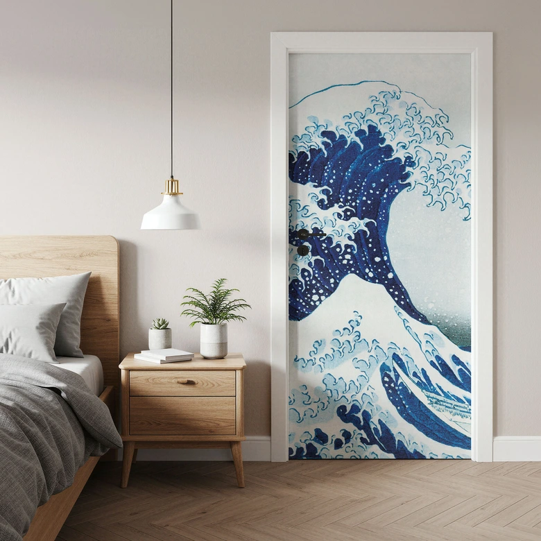 Door film The Great Wave of Kanagawa - Hokusai - Self-adhesive door decoration 