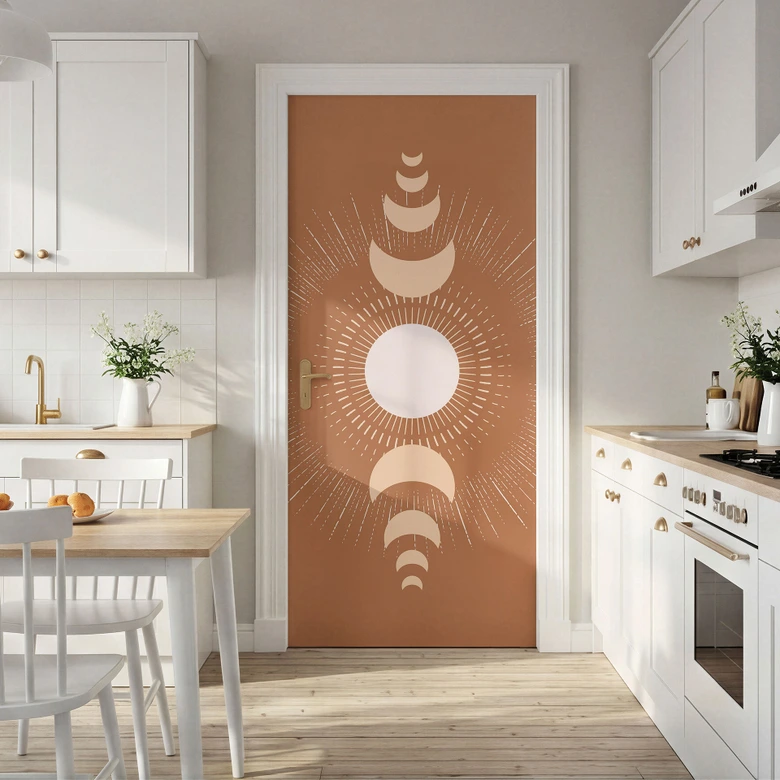 Door foil moon cycles sun and moon in harmony - KsanaKalpa - Self-adhesive door decoration 