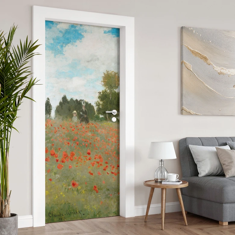 Türfolie Mohnfeld bei Argenteuil - Monet - Selbstklebende Türdeko 