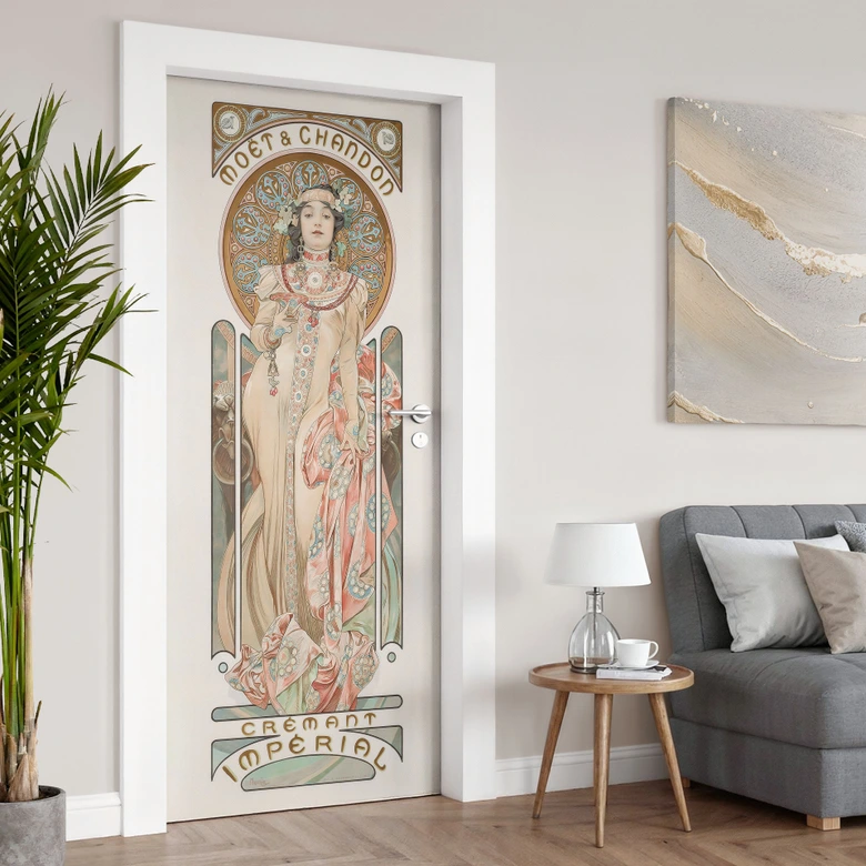 Moët and Chandon Dry Imperial door film - Mucha - Self-adhesive door decoration 