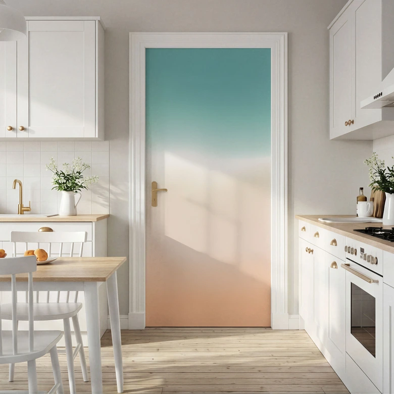 Ombre waves on the beach door film - Self-adhesive door decoration 