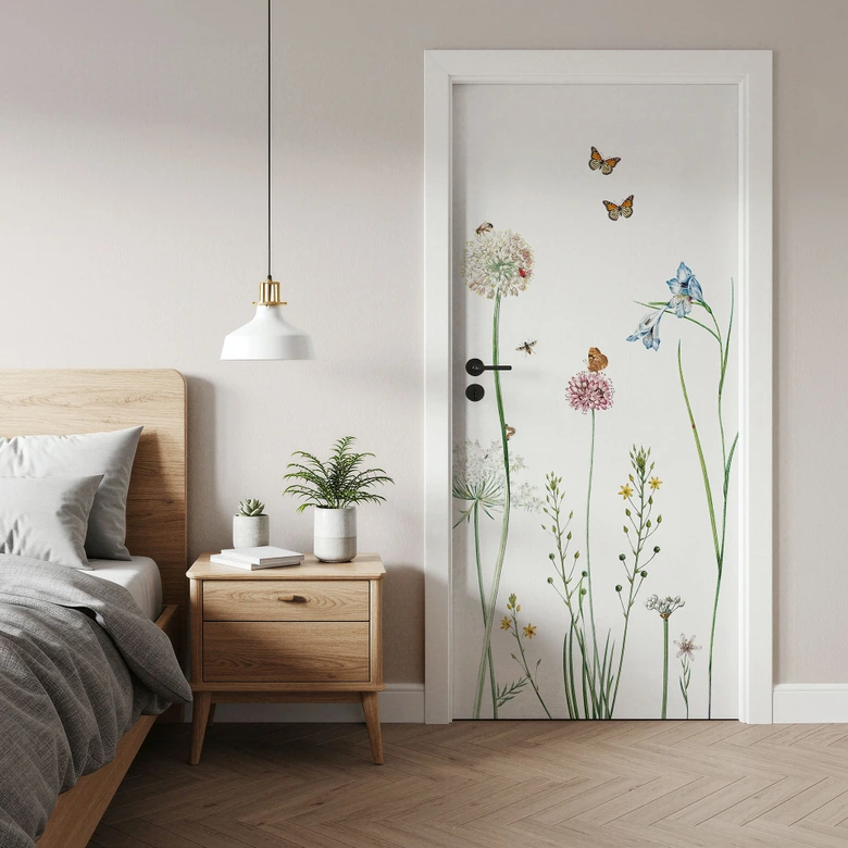 Butterfly meadow door film - Sir Edward - Self-adhesive door decoration 