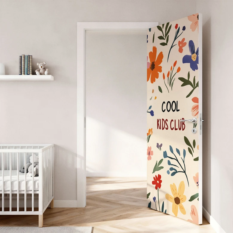 Türfolie Kinderzimmer - Cool Kids Club Bunte Blumen - Treechild 