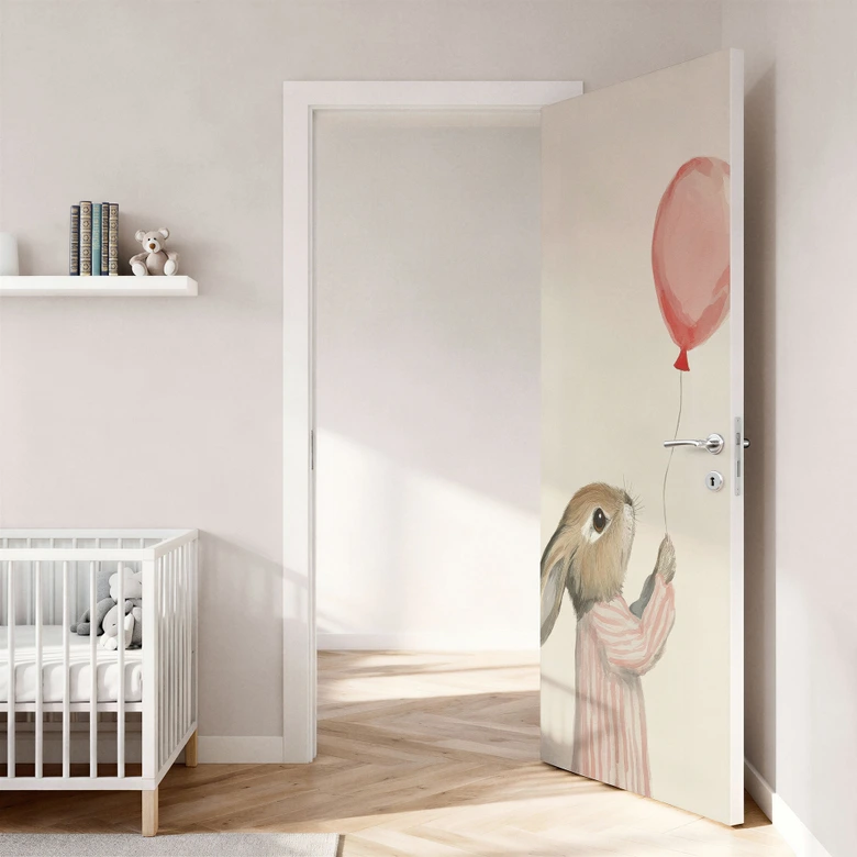 Door foil cute bunny with balloon - Treechild 