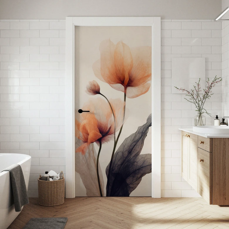 Door foil Delicate flowers - Treechild - Self-adhesive door decoration 