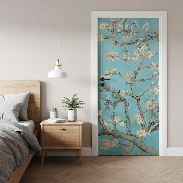 Almond blossom door foil - van Gogh - Self-adhesive door decoration 