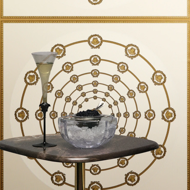 Versace non-woven wallpaper I Love Baroque Medusa Circles White Gold luxurious 