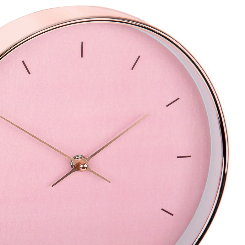Minimalistische Wanduhr Rosa in Roségold-Optik Ø25 cm 