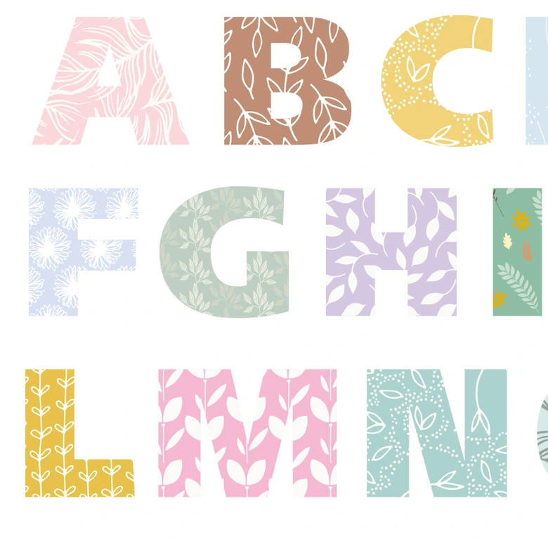Wandtattoo Alphabet Muster Floral 