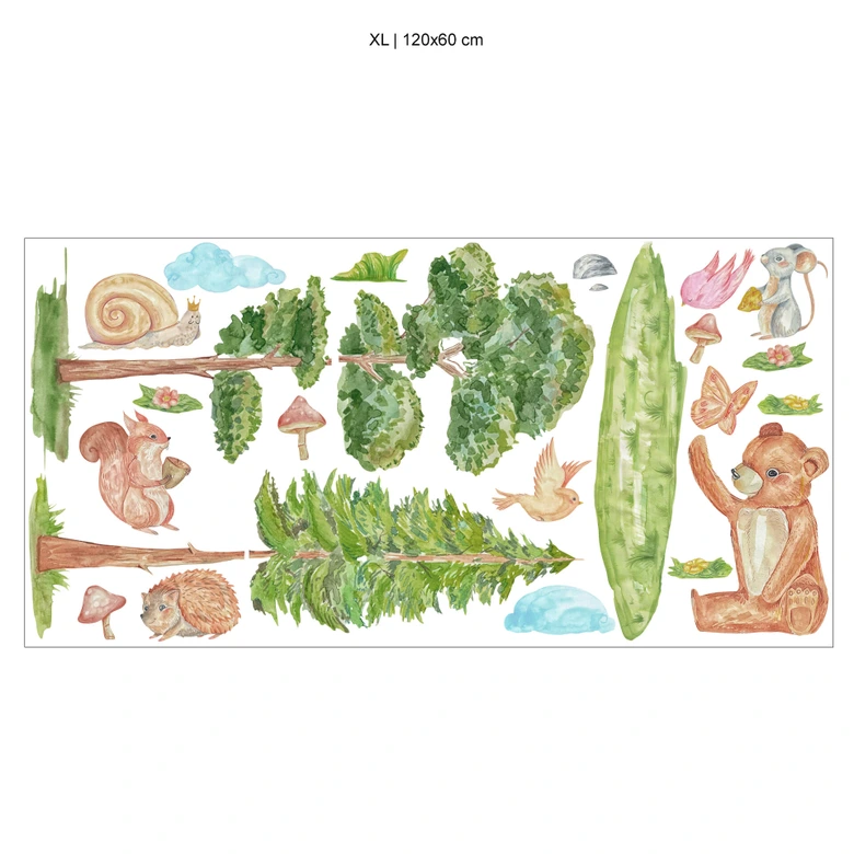Sticker mural pépinière animaux de la forêt - ensemble d'animaux de la forêt 