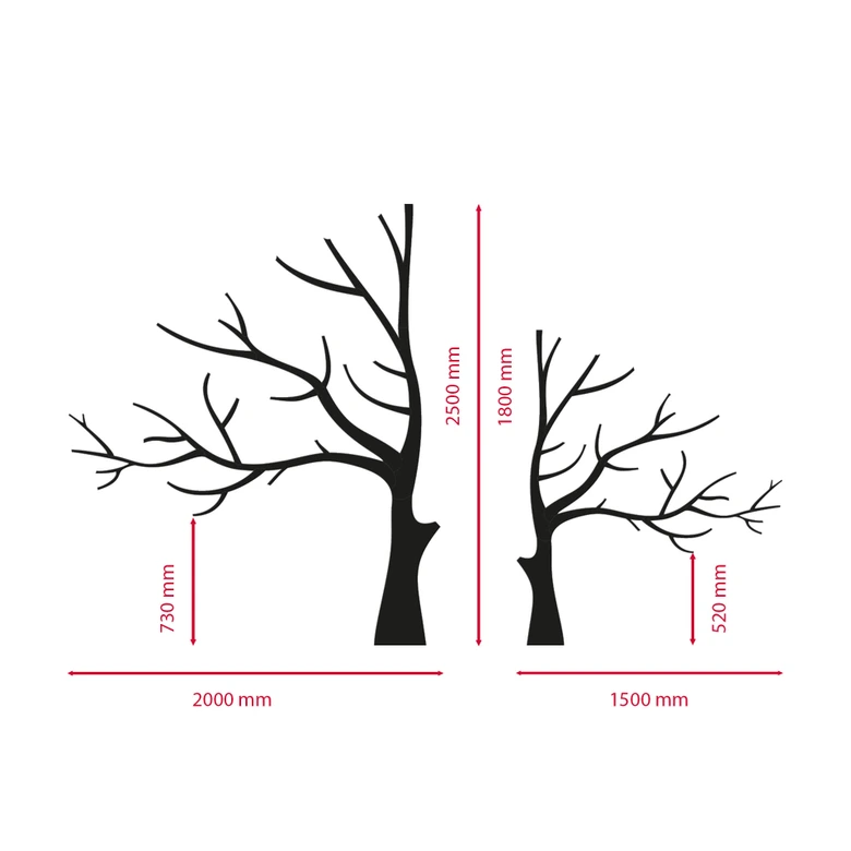Panel mural de madera XXL árbol con corazones - MDF 