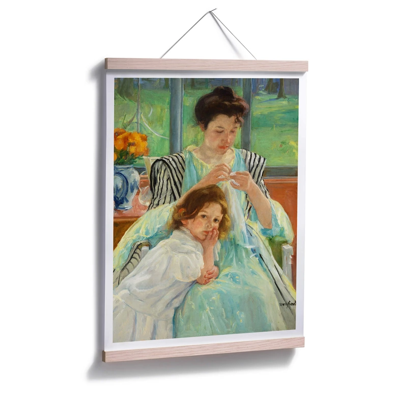 Poster - Cassatt - Eine junge Mutter näht 