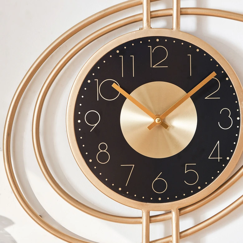 Moderne Wanduhr in Metalloptik | Mid-Century/Art-Deco | gold, 41x54 cm 