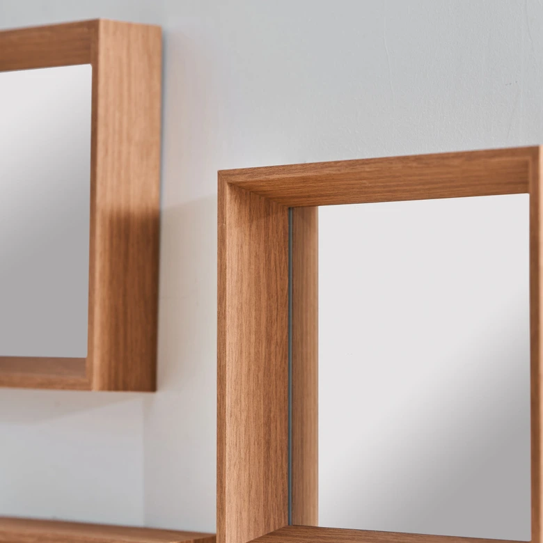 Wandspiegel 3er Set Holz klein - Bangkok - 26x26 cm 