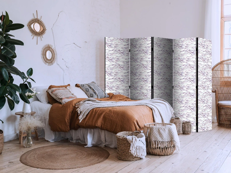 Paravent, Raumteiler freistehend, Trennwand - Fish in Subdued Colors Against Gray Waves 