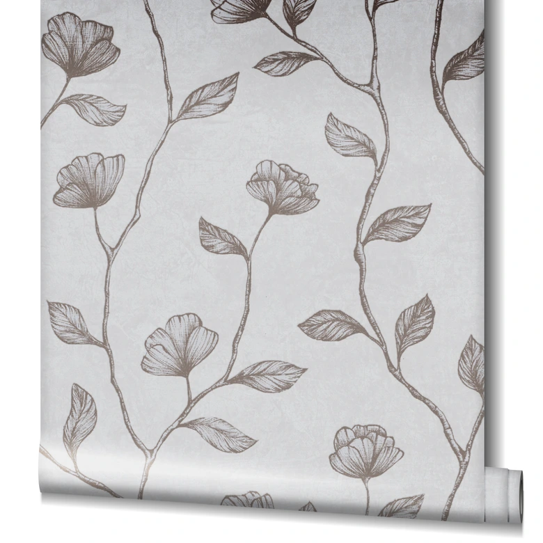 non-woven wallpaper grey bronze floral for living room bedroom kitchen marburg wallpaper 