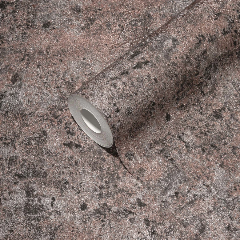 Tapeta z włókniny w stylu industrialnym miedź, czerń, srebro rdza tapeta z efektem metalicznym 