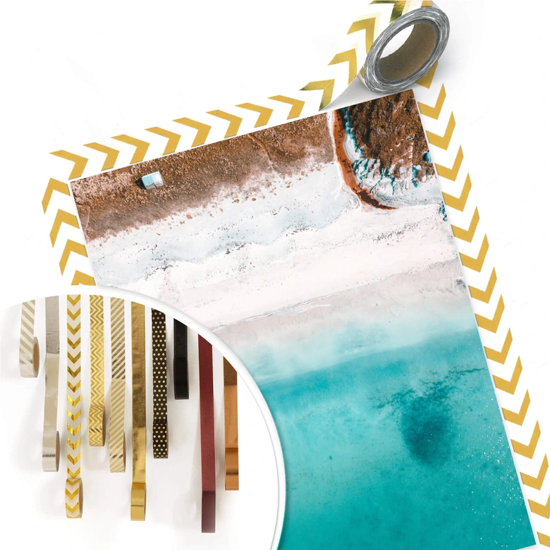 Poster Vue du ciel : plage de sable blanc 