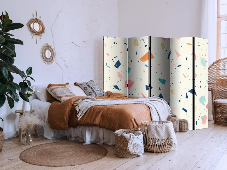 Paravent, Raumteiler freistehend, Trennwand - Terrazzo with Multicolored Large Elements 