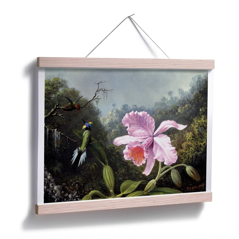 Poster Heade - Stillleben mit Orchidee und Kolibris 