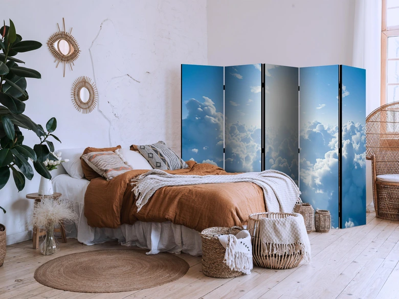 Paravent, Raumteiler freistehend, Trennwand - Heavenly Calm: Warm Rays of the Sun 