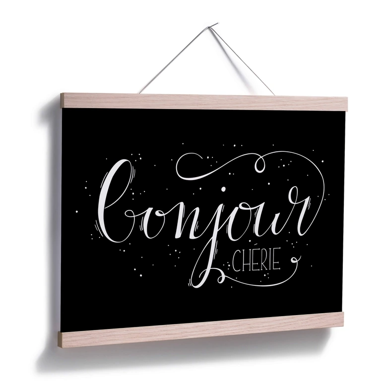 Poster Bonjour Chérie - schwarz negativ 