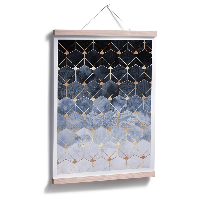 Poster Fredriksson - Hexagone: Blau und Gold 