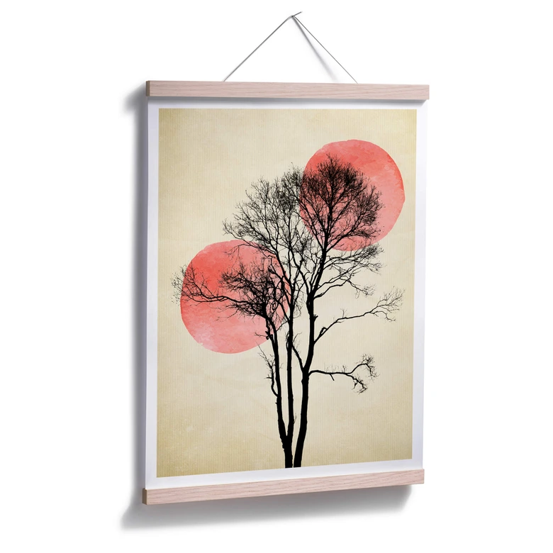 Poster Kubistika - Sun and Moon Behind the Tree 