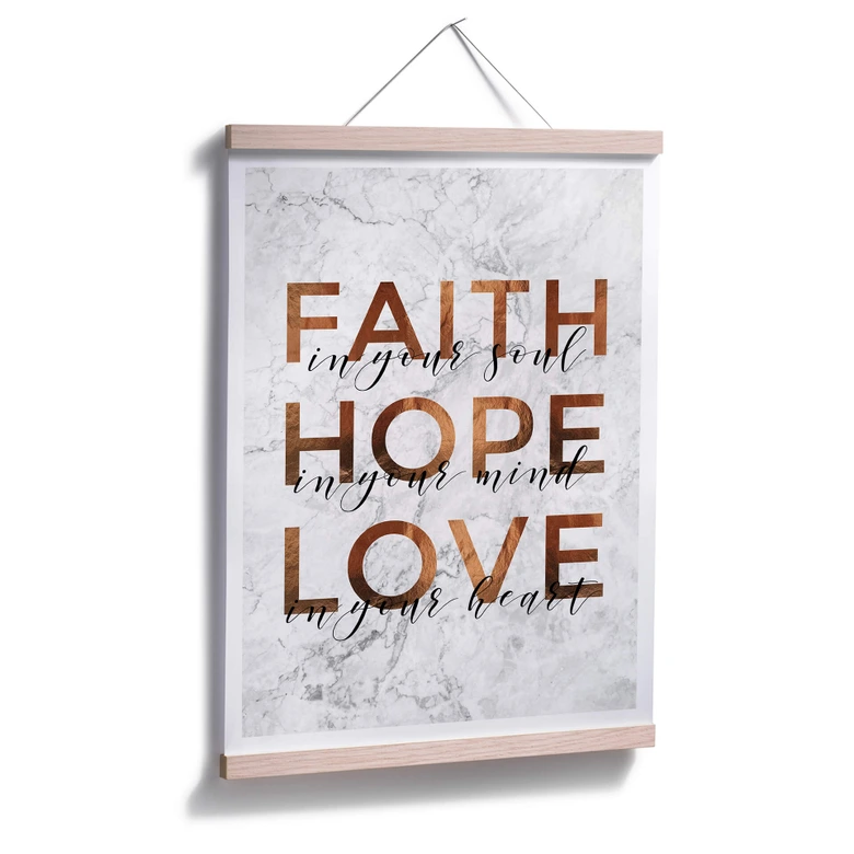 Poster Kupferoptik - Faith Hope Love 