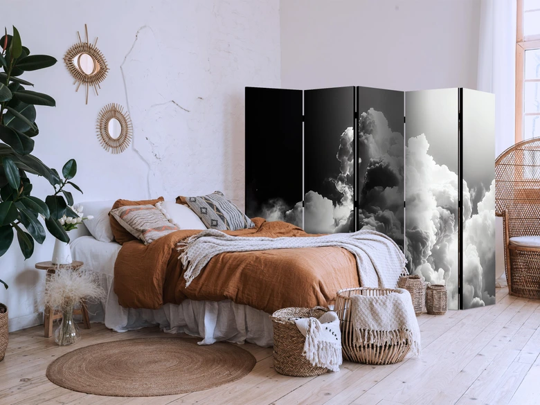 Paravent, Raumteiler freistehend, Trennwand - Dreamy Clouds: Sun Illumination 
