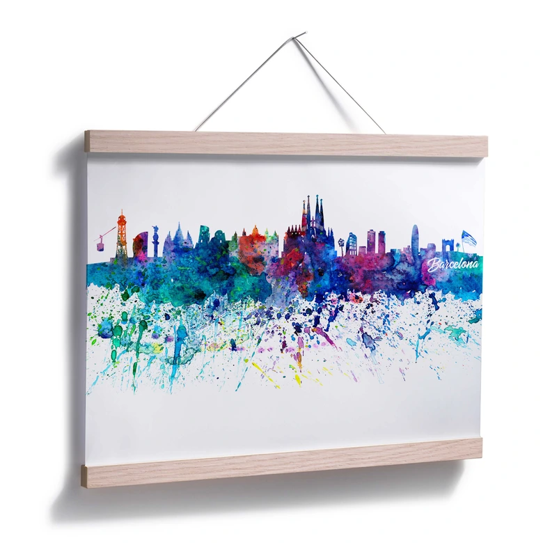 Poster Bleichner - Barcelona Aquarell Skyline 