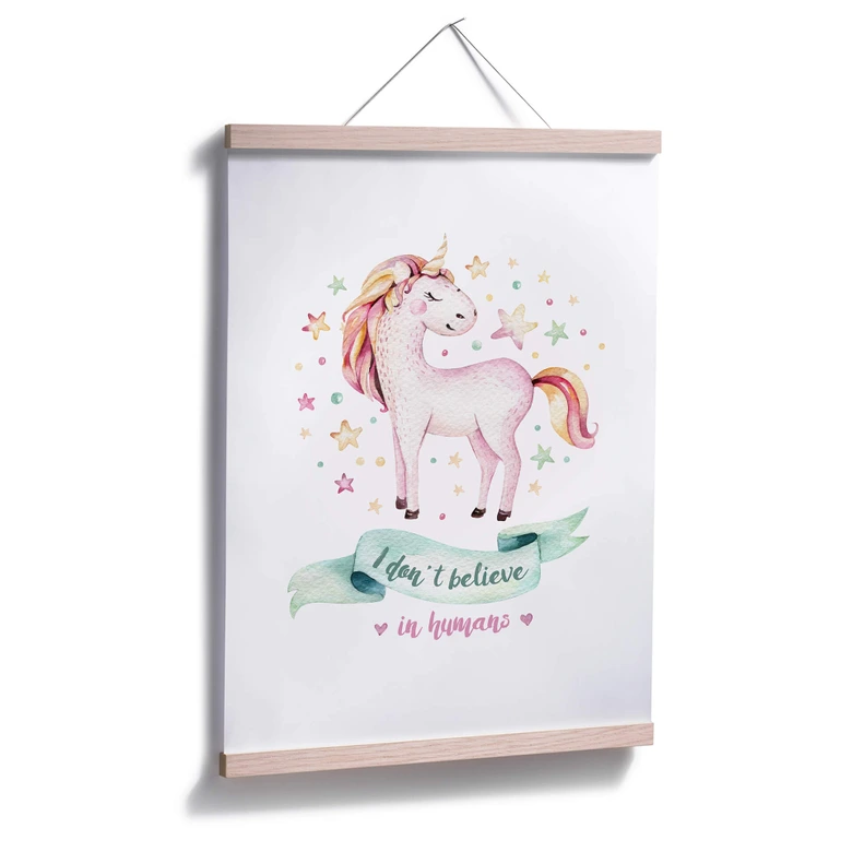 Poster Kvilis - Don't believe in humans - Einhorn inmitten der Sterne 