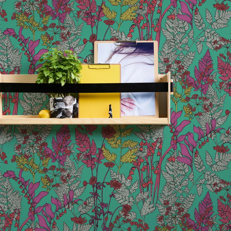 Architects Paper Vliestapete Floral Impression Blumentapete floral grün, lila, grau, rot, gelb 