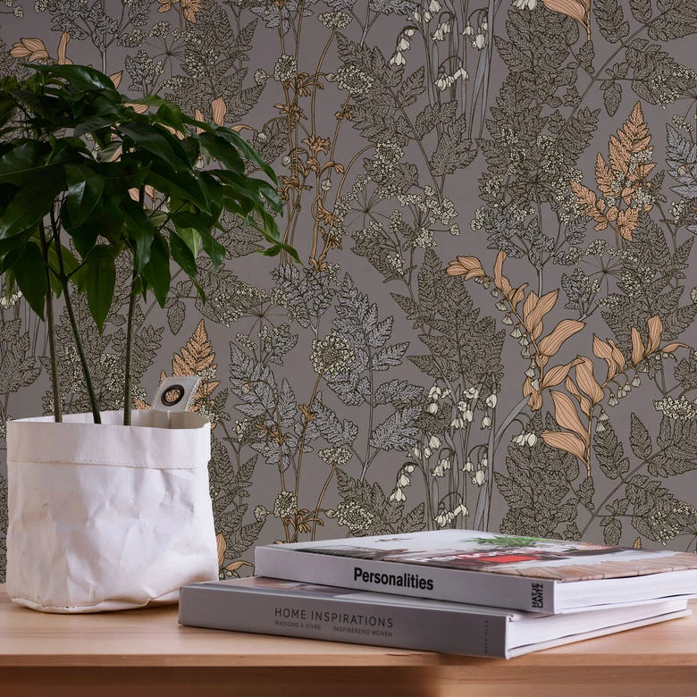 Architects Paper Vliestapete Floral Impression Blumentapete floral grau, beige, gelb, creme 