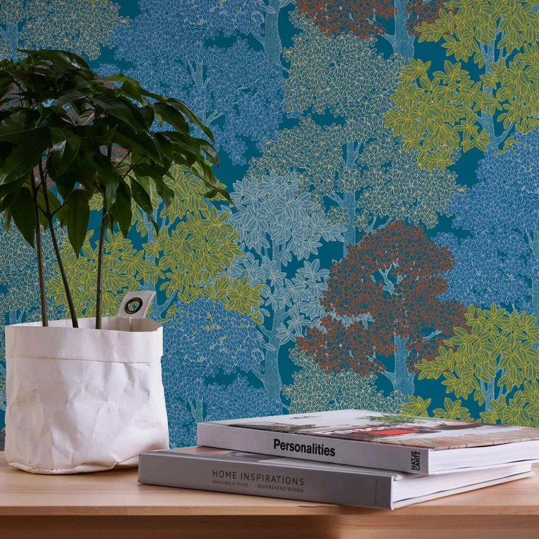 Architects Paper Floral Impression - Papier peint intissé de forêt, bleu 