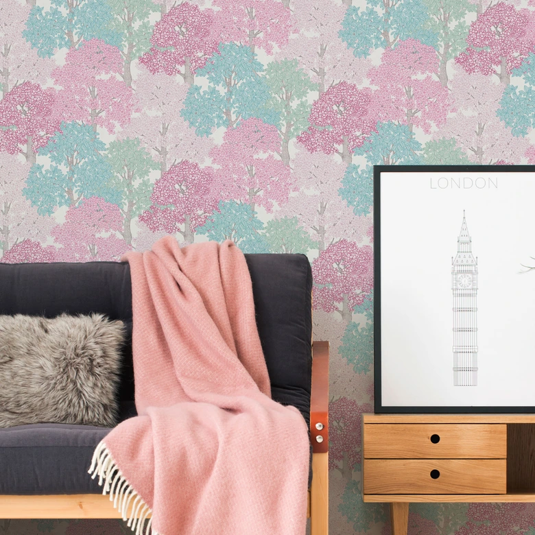 Architects Paper Floral Impression - Papier peint intissé de forêt, rose 