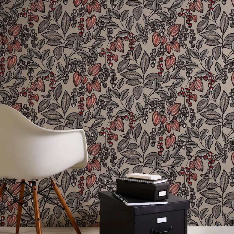 Architects Paper Vliestapete Floral Impression Blumentapete floral braun, grau, rot, schwarz, beige 