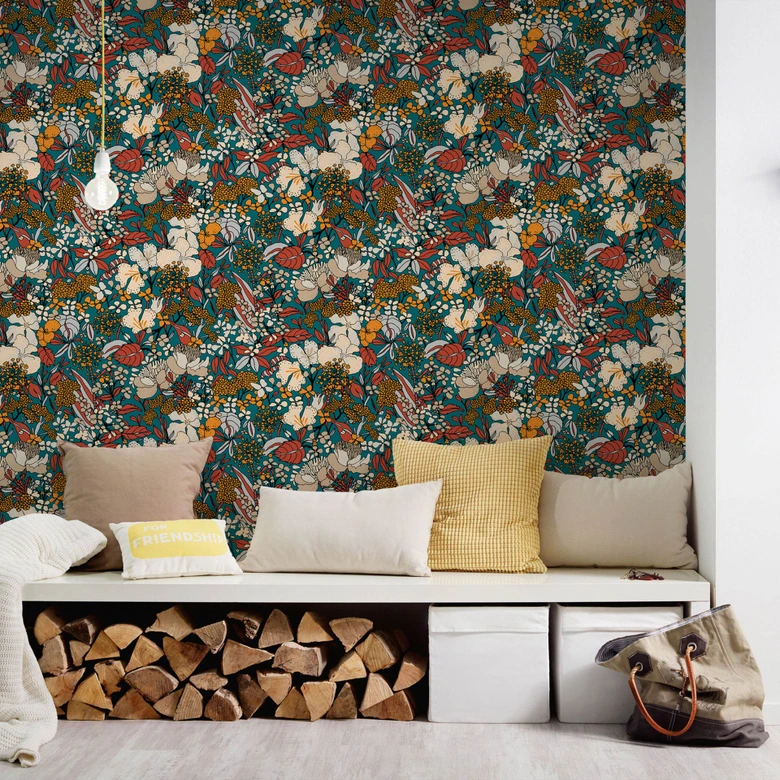 Architects Paper Vliestapete Floral Impression Blumentapete floral bunt, gelb, blau, orange, beige 