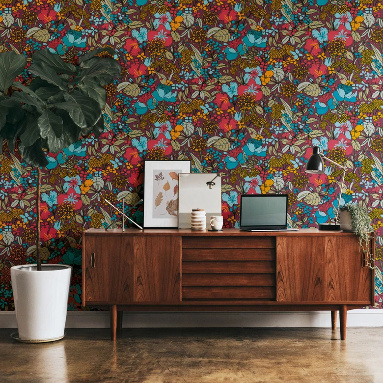Architects Paper Vliestapete Floral Impression Blumentapete floral rot, blau, gelb, beige, schwarz 