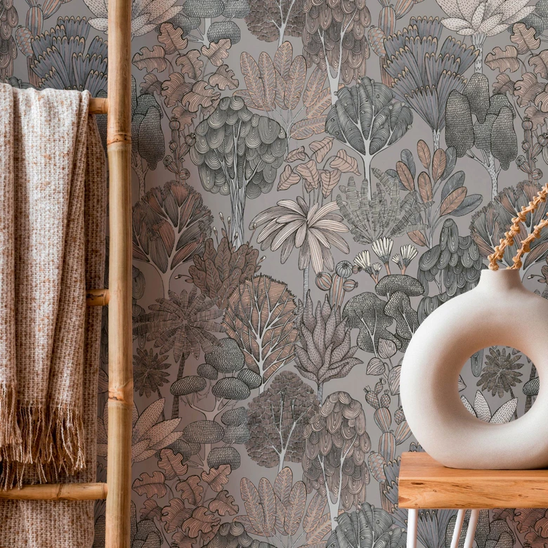 Architects Paper Floral Impression - Papier peint intissé jungle, gris 