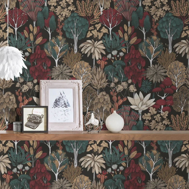 Architects Paper Floral Impression - Papier peint intissé jungle, noir 