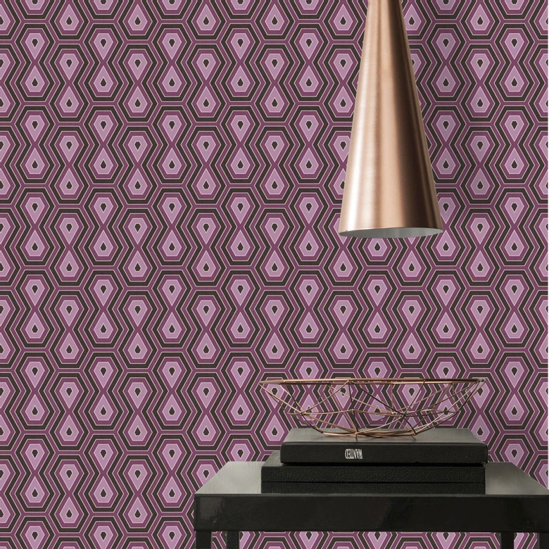 Architects Paper Vliestapete Jungle Chic Retrotapete geometrisch lila, schwarz 