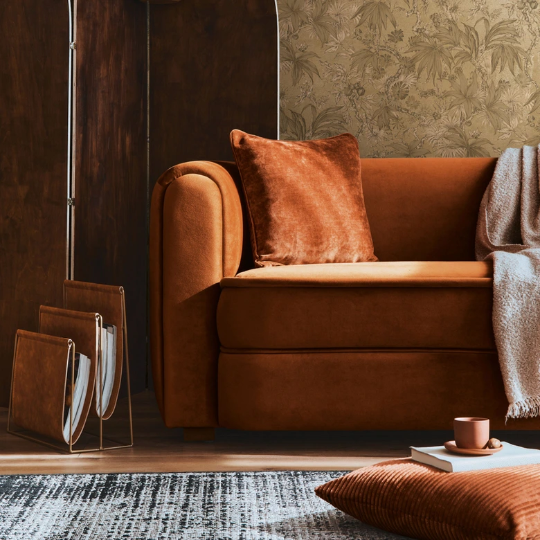 Papier peint botanique marron or - papier peint à motifs floraux exotiques - papier peint intissé 