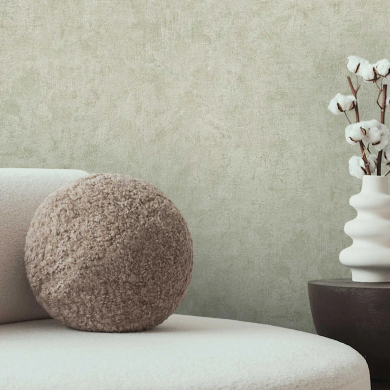Concrete look wallpaper light green - Modern textured wallpaper in plaster look 