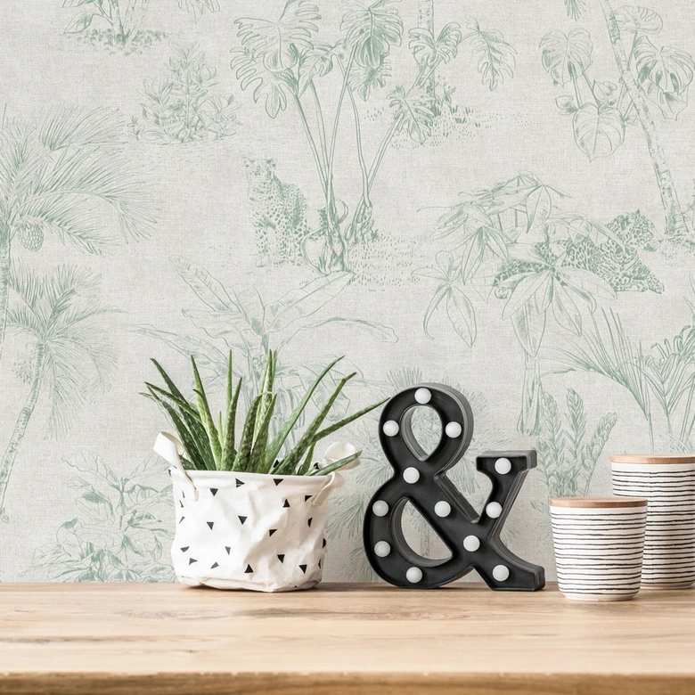 A.S. Création Cuba - Papier peint intissé jungle, gris 