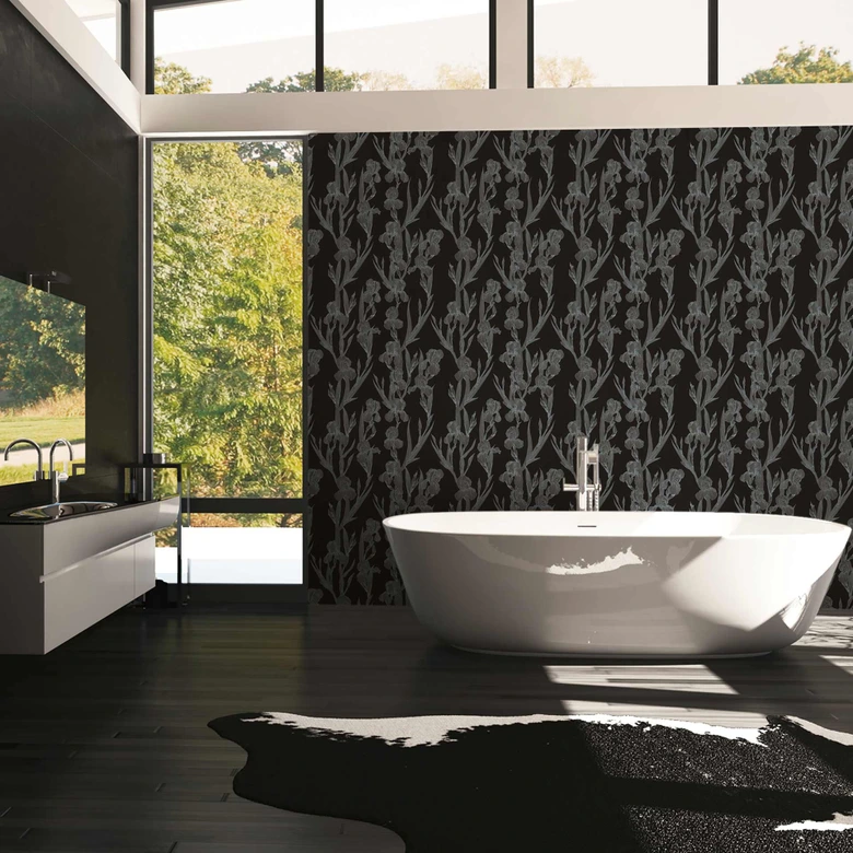 Daniel Hechter Papier peint floral Noir, Gris, Blanc  