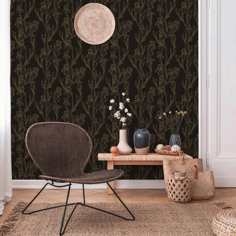 Daniel Hechter Papier peint floral Noir, Jaune 