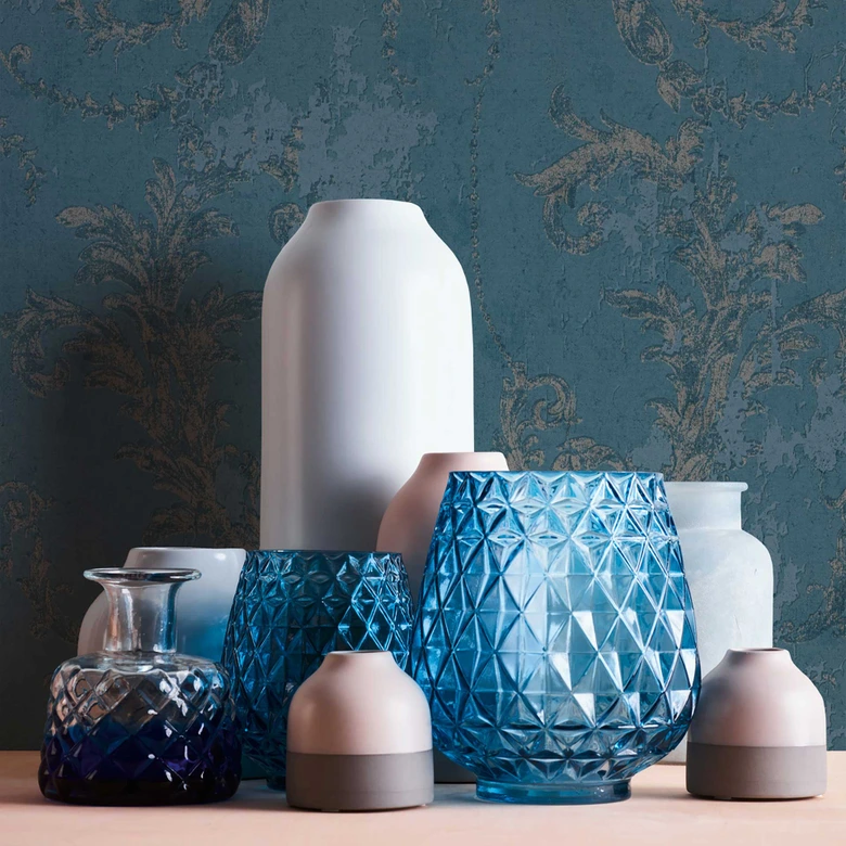 A.S. Création Vliestapete History of Art Barocktapete mit Ornamenten blau, silber 
