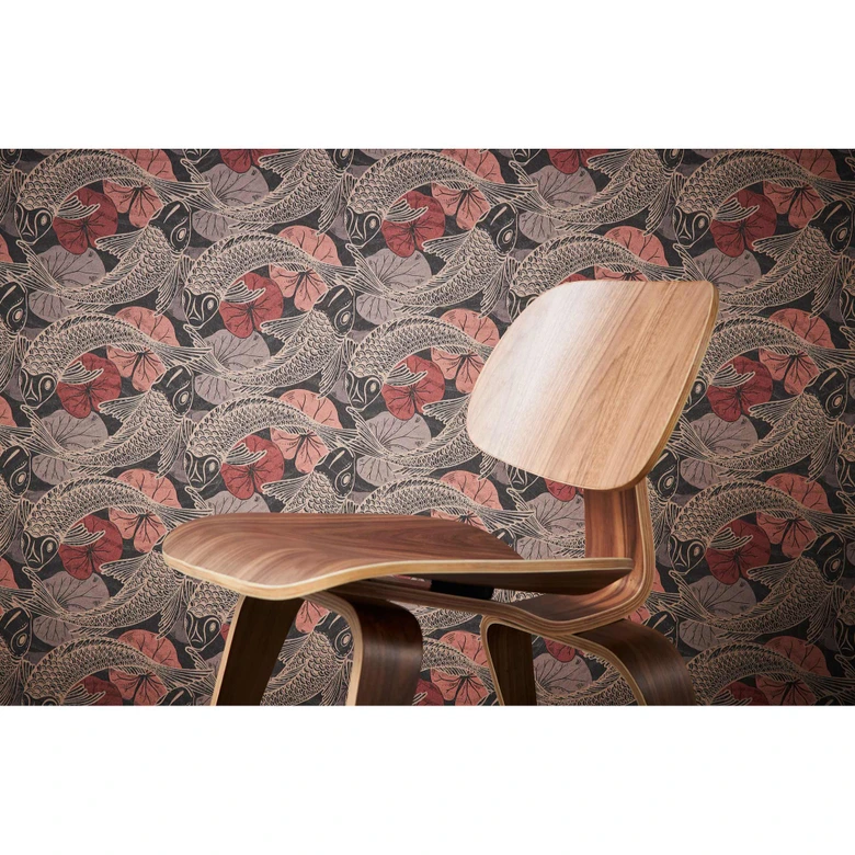 Tapete mit Kois braun, orange, rot, Vliestapete Metropolitan Stories Mio Tokio von Livingwalls 
