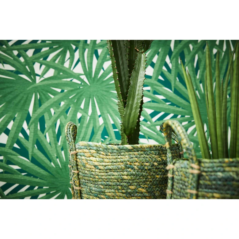 Livingwalls non-woven tapet Metropolitan Stories palmträd tapet Said Marrakech grön, metallisk, vit 